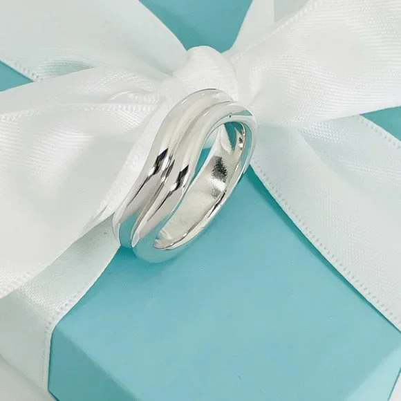Size 10.5 Tiffany Doppio Ring by ELsa Peretti Mens Unisex in Sterling Silver